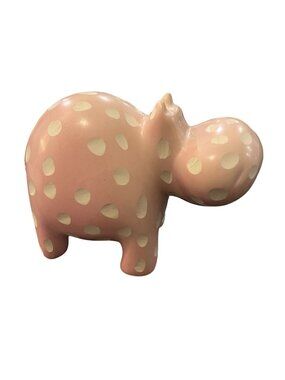 Pink Spotted Polka Dot Hippopotamus Figurine Very Heavy Made in Kenya